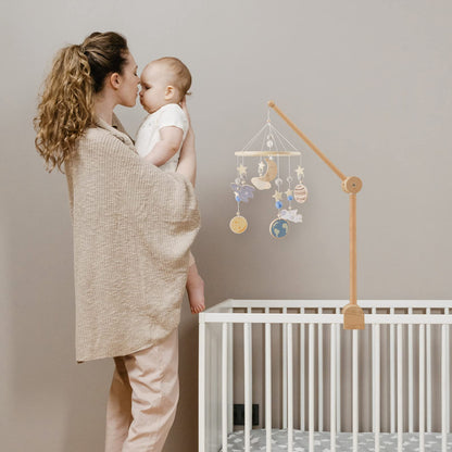 Baby Crib Mobile for Boys Girls| Boho Nursery Mobile| Gender Neutral Hand-Crocheted Mobile| Ceiling Mobile - Stars, Clouds, Moon