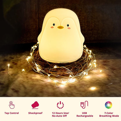 TriPro Penguin Silicone Nursery Night Light Decor Room Lamp Bedroom Decorations
