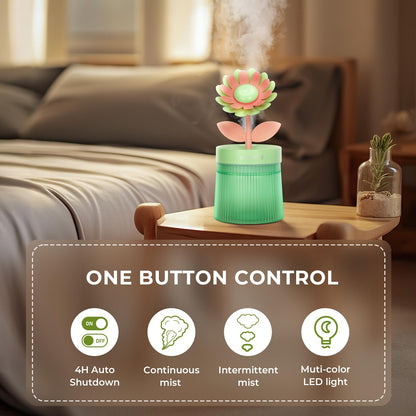 Cute Flower Mini Humidifier, 260ml Gardenia Desktop Humidifiers for Bedroom, Portable Small Cool Mist Humidification for Home, Baby Nursery, Office & Indoor Plants, USB Powered (Pink)