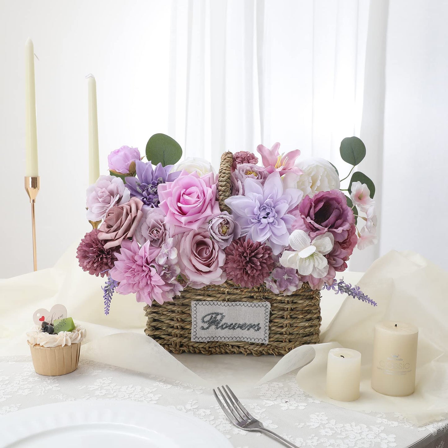 Artificial Flowers Combo for DIY Wedding Bouquets Combo Centerpieces Arrangements Party Bridal Baby Shower Home Decorations-Blush Pink