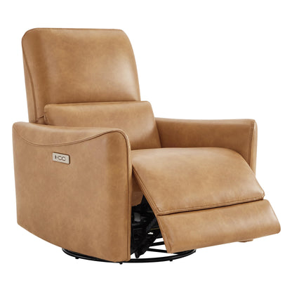 CHITA Power Recliner Chair Swivel Glider, FSC Certified Upholstered Living Room Nursery Reclining Sofa Chair with Lumbar Support, Linen