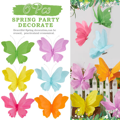 SUNBEAUTY Butterfly Party Decorations, 3D Paper Butterfly Decoration, Hanging Paper Butterfly for Baby Shower Decorations Girls, Women, Paper Flowers for Wall Decoration, Set of 4