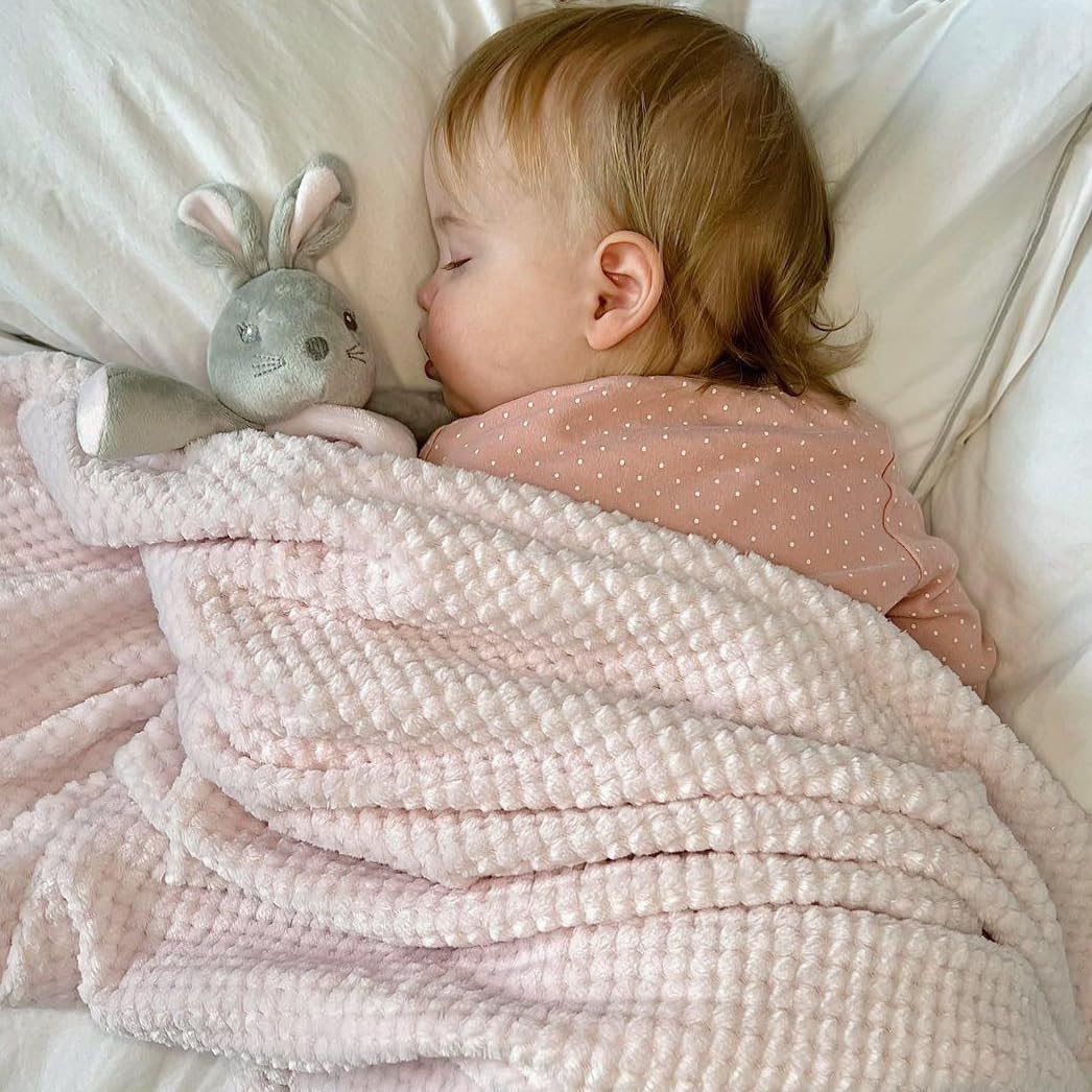 Baby Blue Bunny Security Blanket & Keepsake Box - Soft Fleece, Booties & Gift Basket - Unique Newborn Present