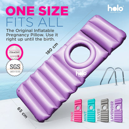 HOLO The Original Inflatable Pregnancy Pillow - Full Body Maternity Airbed/Float with Hole for Tummy - Sleeping Support & Comfort - Say Goodbye to Pregnancy Related Aches and Pains (White Sand)
