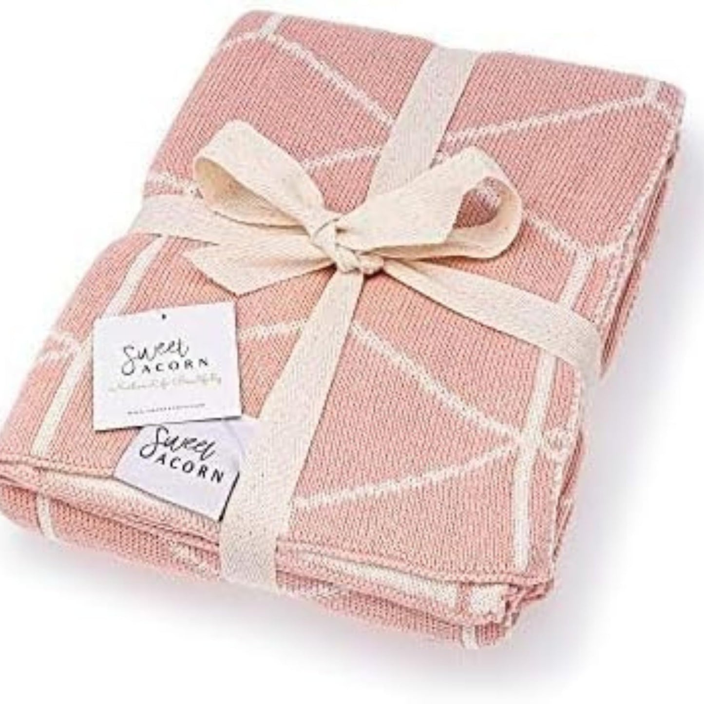 Knit Baby Blanket in Elegant Pattern, Organic Cotton Blankets for Crib or Stroller, Receiving Blankets - Salt White