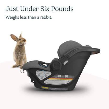 UPPAbaby Aria Lightweight Infant Car Seat/Just Under 6 lbs for Easy Portability/Base with Load Leg + Infant Insert Included/Direct Stroller Attachment/Declan (Oat Mélange/Chestnut Leather)