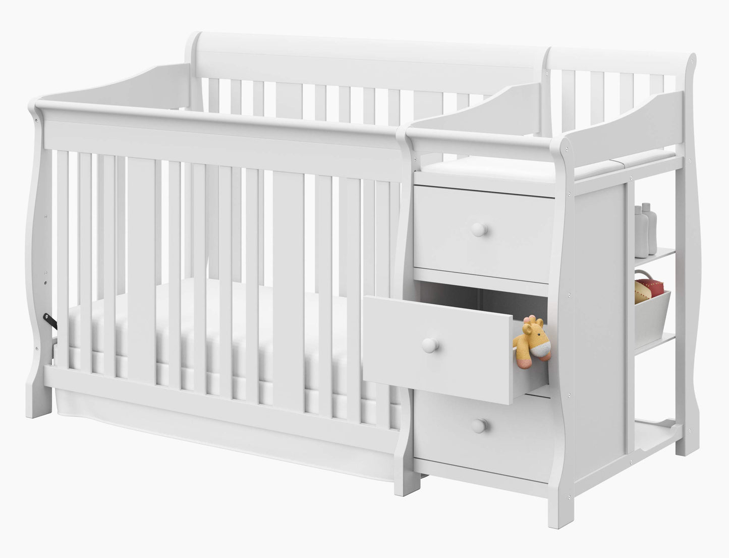 Storkcraft Portofino 5-in-1 Convertible Crib and Changer (Espresso) – Crib and Changing -Table Combo with 3 Drawers, Includes Baby Changing Pad, Converts to Full-Size Bed