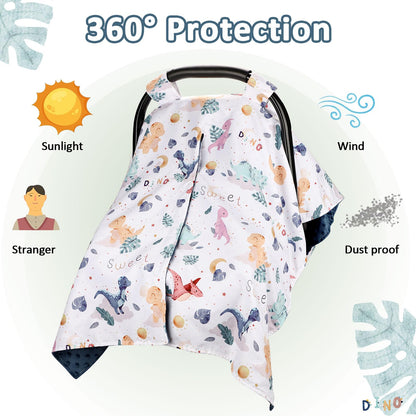 DILIMI Car Seat Cover Baby Girl, Minky Warm Winter Car Seat Covers for Babies, Peekaboo Opening Infant Car Seat Cover, Nursing Cover Carseat Canopy, Pink Flower