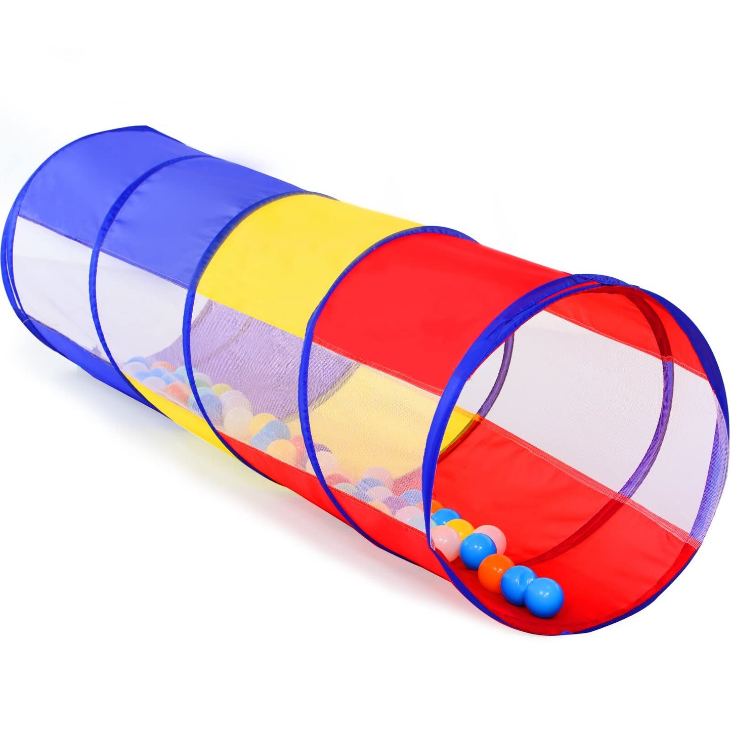 PigPigPen Pop Up Play Tunnel Tent for Toddlers Babies or Dogs, Indoor & Outdoor Toys for Kids Backyard Playset. (Red,Yellow,Blue)