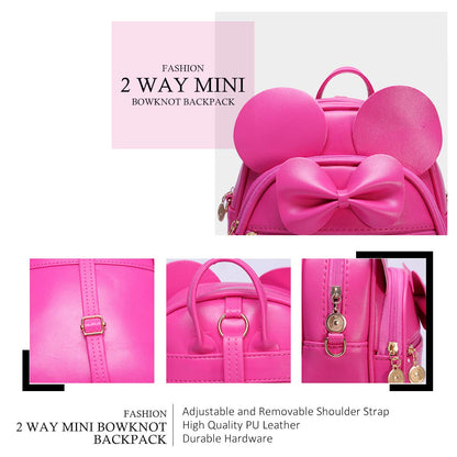 KL928 Girls Bowknot Polka Dot Cute Mini Backpack Small Daypacks Convertible Shoulder Bag Purse for Women