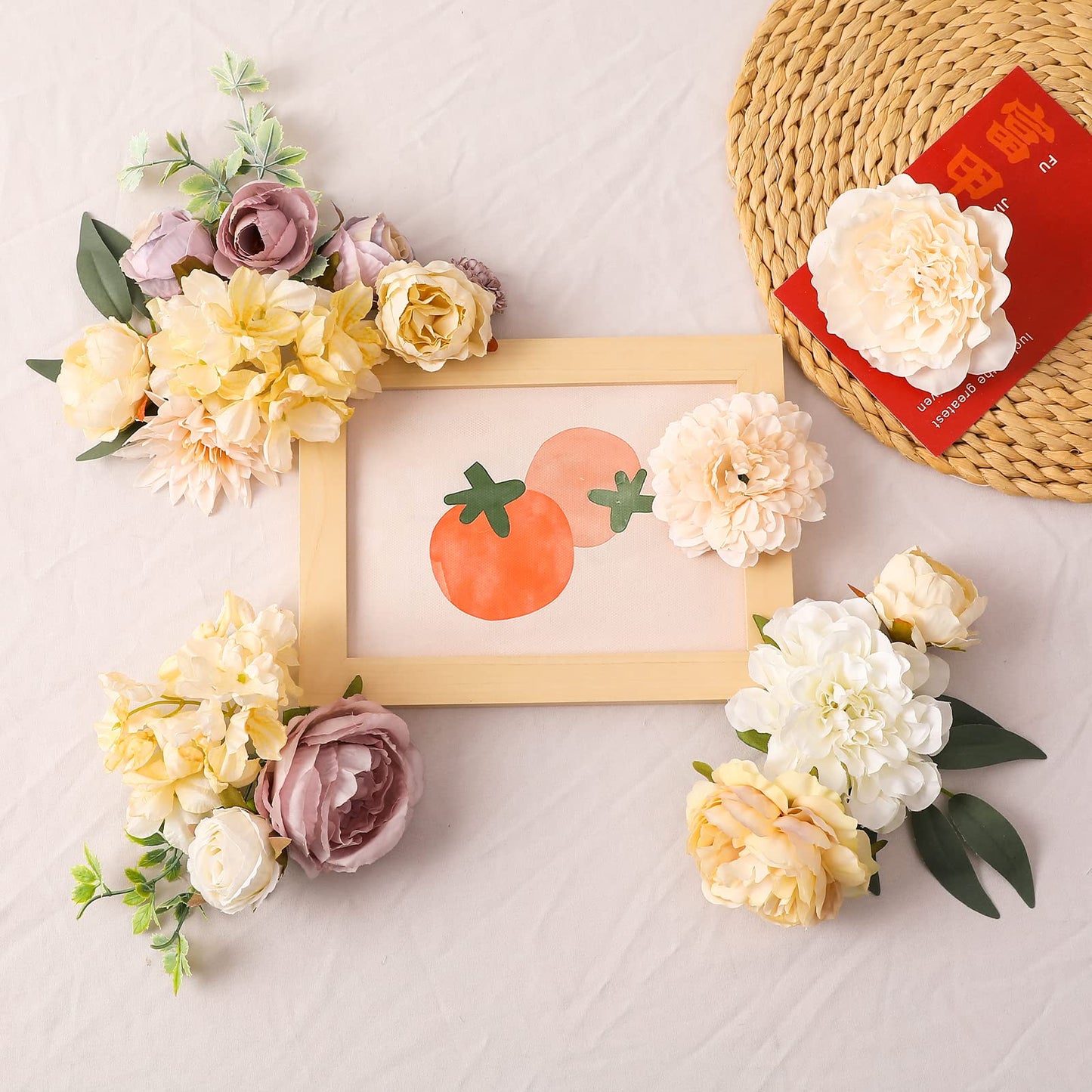 Artificial Flowers Combo for DIY Wedding Bouquets Combo Centerpieces Arrangements Party Bridal Baby Shower Home Decorations-Blush Pink