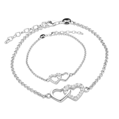 Cherished Moments Sterling Silver Mom and Me Double Heart Bracelet Sold as a Set or individually