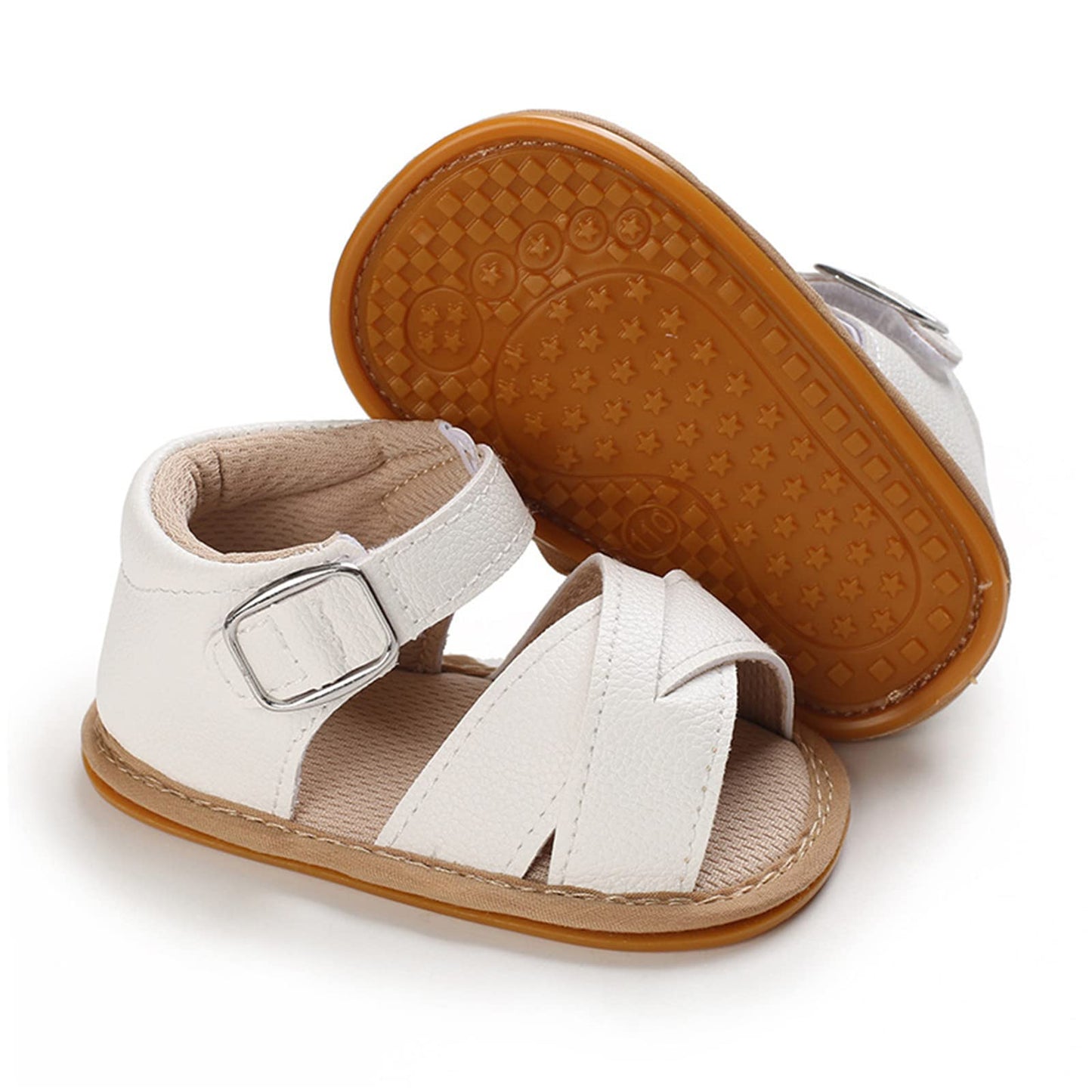 GAISUMMI Baby Girls Sandals Summer Bowknot Infant Crib Shoes Toddler Pu Leather Soft Rubber Sole First Walkers