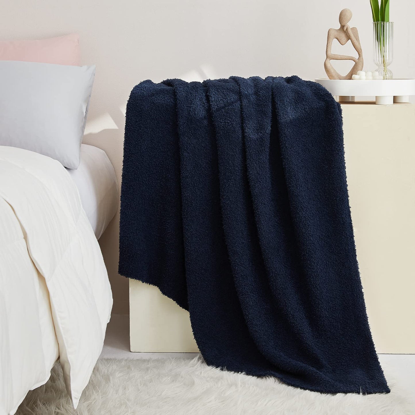 CYMULA Kids Blanket for Boys Girls 30x40 inches, Soft Cozy Fuzzy Swaddle Throw Blanket for Crib Stroller, White