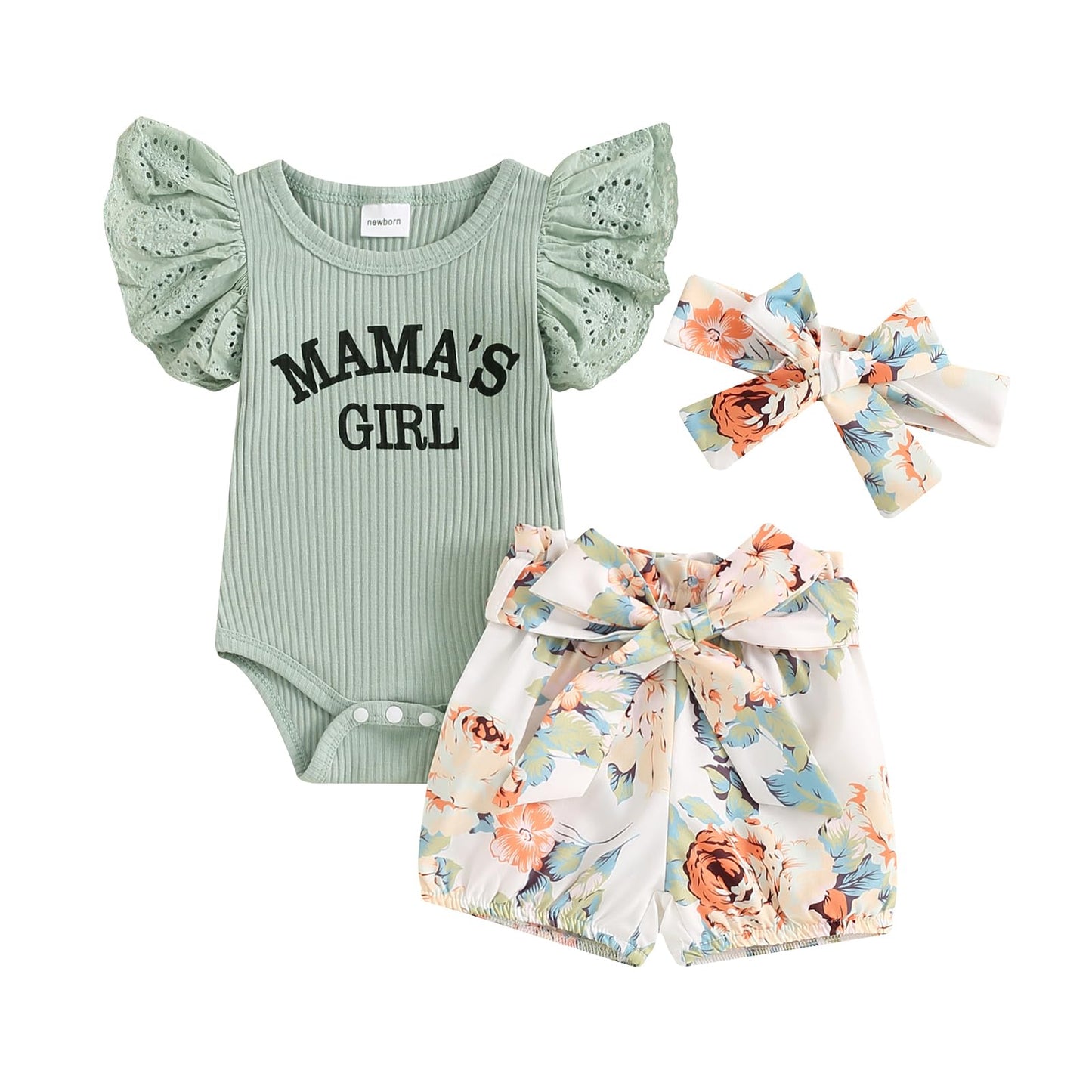 Hello World Newborn Outfit Baby Girl Going Home Outfit Ruffle Ribbed Romper Top Floral Pants Set Cute Summer Clothes