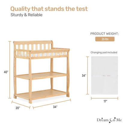 Dream On Me Ashton Changing Table, Natural, 34x20x40 Inch (Pack of 1)