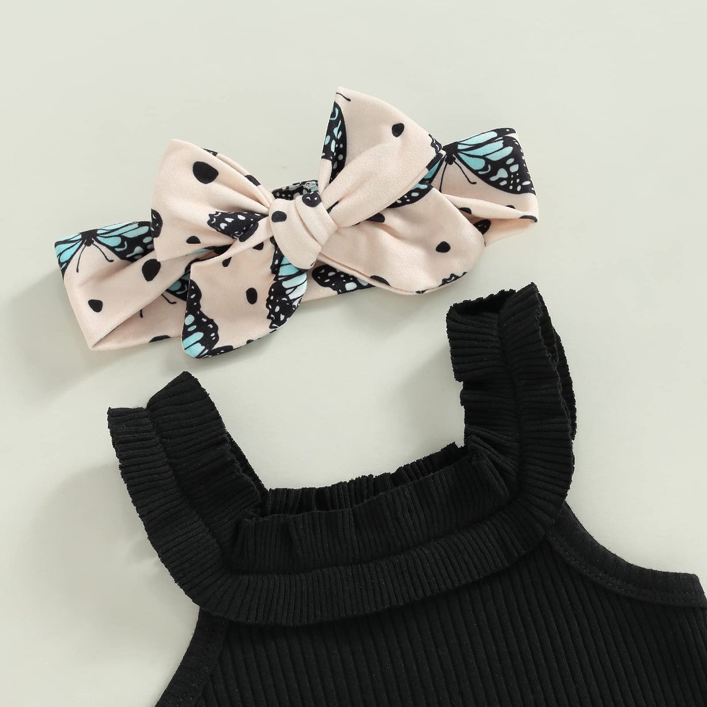 Murnouche Newborn Baby Girl Summer Clothes Sleeveless Floral Top Ribbed Shorts Boho Outfit Set