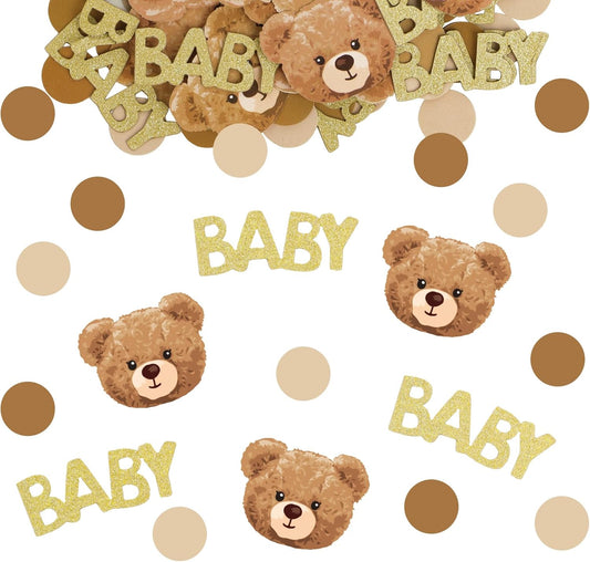 100pcs Bear Confetti Baby Shower Cream Brown We Can Bearly Wait Baby Shower Decorations Bear Table Scatter
