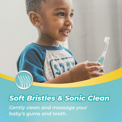 Papablic Toddler Sonic Electric Kids Toothbrush for Ages 1-3 Years, Baby Electric Toothbrush with Cute Penguin Cover and Smart LED Timer, 2 Brush Heads (Pippin)