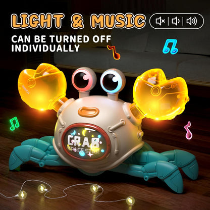 Remote Control Crawling Crab Baby Toy, Dancing Crab with Light & Music, Infant Tummy Time Toys 3 4 5 6 7 8 9 10 11 12 Months Old for Babies, Learning Crawl Walking Toddler Gifts for Boys Girls