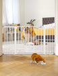 Babelio Upgraded Baby Gate with Cat Door, 29-43" Auto Close Durable Dog Gate for Stairs, Doorways and House, Easy Walk Thru Safety Gate with Pet Door Includes 4 Wall Cups, Black