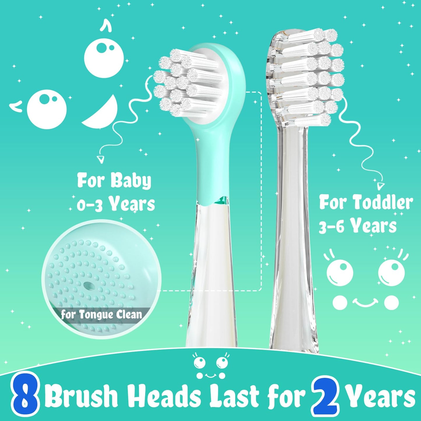 SEAGO Kids Electric Toothbrushes Rechargeable, Toddler Electric Toothbrush with Magnetic Charging, LED Observing Light, 8 Toothbrush Heads for Ages 2-4-6 Boys Girls (Pink)