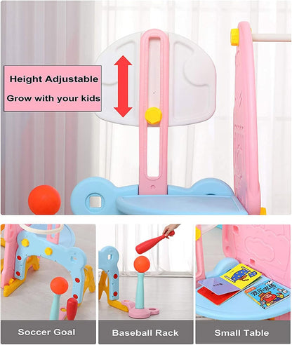 UNICOO - Toddler Slide and Swing Set, Kids Indoor and Outdoor Playground Combination for Boys & Girls (Kids Playground Set-8 in 1 - Mixed Color)