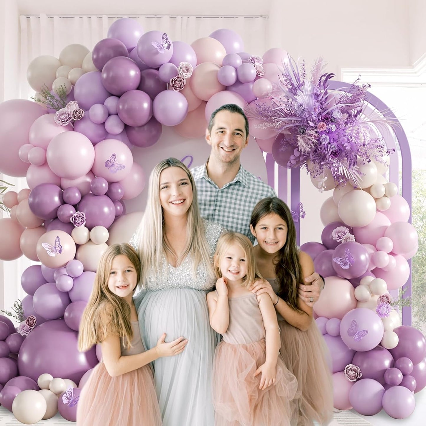 Pink and Purple Balloon Arch Kit with Dusty Pastel Purple Pink Sand White Balloons for Baby Bridal Shower Wedding Gender Reveal Birthday Party Decorations