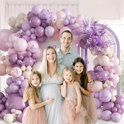 Pink and Purple Balloon Arch Kit with Dusty Pastel Purple Pink Sand White Balloons for Baby Bridal Shower Wedding Gender Reveal Birthday Party Decorations