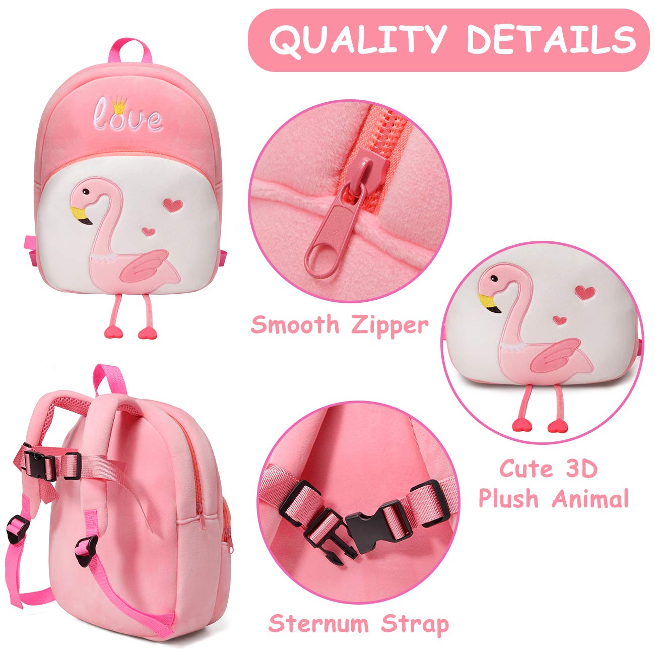 VASCHY Toddler Backpack, Baby Boys and Girls Cute Plush Animal Small Daycare Backpack for Baby Little Kids Yellow Cat