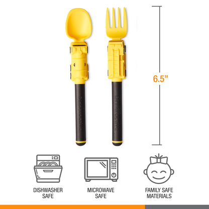 Dinneractive Utensil Set for Kids – Red Race Car Themed Fork and Spoon for Toddlers and Young Children – 2-Piece Set