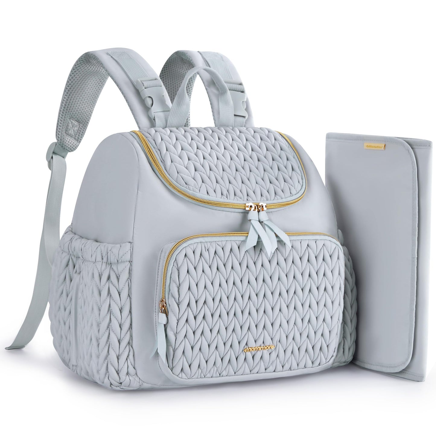 mommore Diaper Bag Small Diaper Backpack Stylish Baby Travel Backpacks with Insulated Pockets, Changing Pad, Stroller Straps