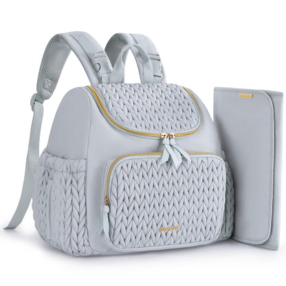 mommore Diaper Bag Small Diaper Backpack Stylish Baby Travel Backpacks with Insulated Pockets, Changing Pad, Stroller Straps