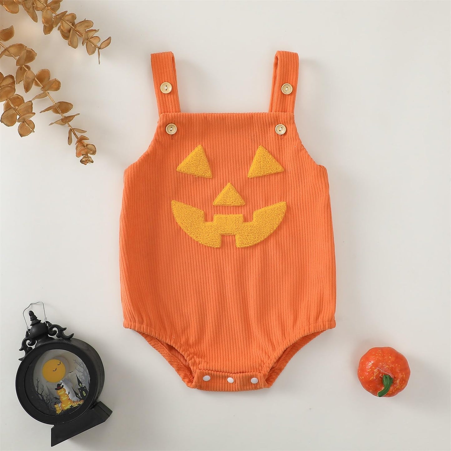 Halloween Baby Clothes Newborn Boy Tractor Pumpkin Onesie Infant Sleeveless Romper Toddler Bodysuit Cute Outfit