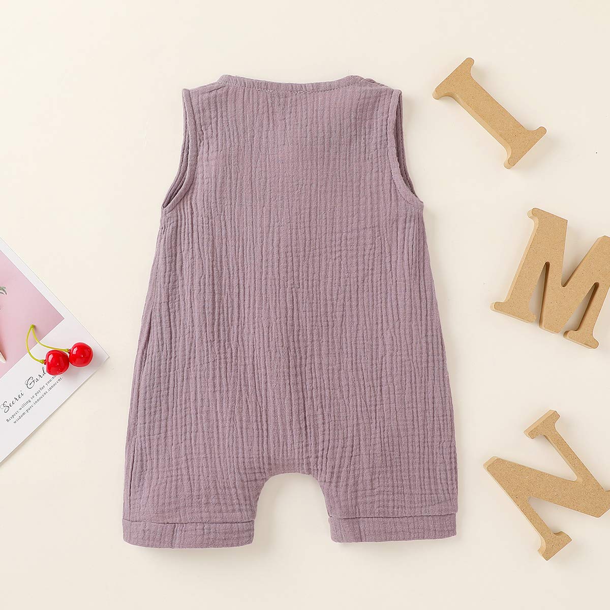 Infant Newborn Baby Boys Girls Cotton Linen Romper Summer Jumpsuit Sleeveless Overalls Clothing Set