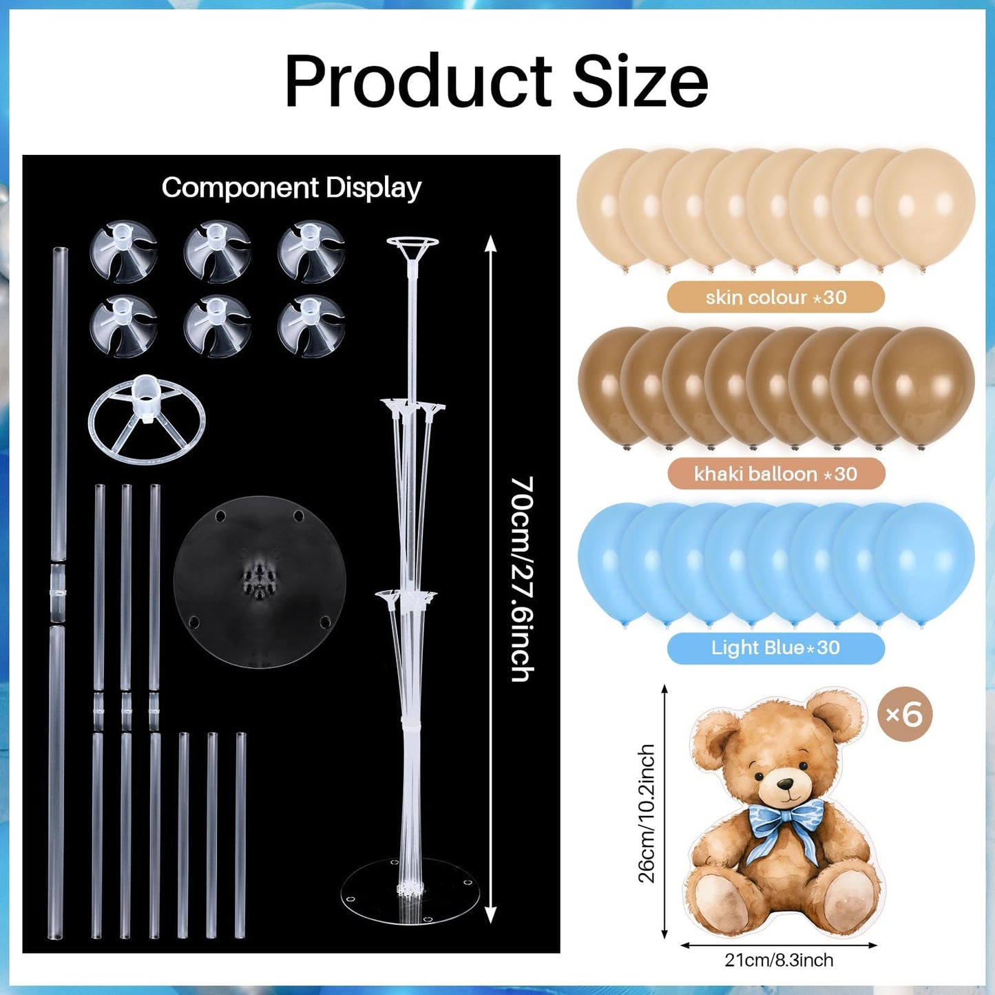 4 Sets Balloon Stand Kit for Table Bear Baby Shower Tables Centerpieces with Balloon Boy Baby Shower Decorations for Bear Theme Gender Reveal Birthday Party Table Decorations Supplies (Brown Bear, 4)