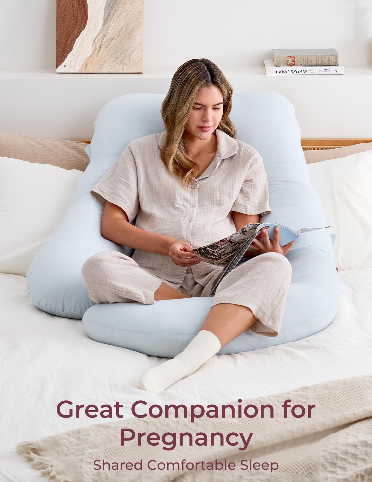Momcozy Pregnancy Pillows for Sleeping, U Shaped Full Body Maternity Pillow with Removable Cover - Support for Back, Legs, Belly, HIPS for Pregnant Women, 57 Inch Pregnancy Pillow for Women, Grey