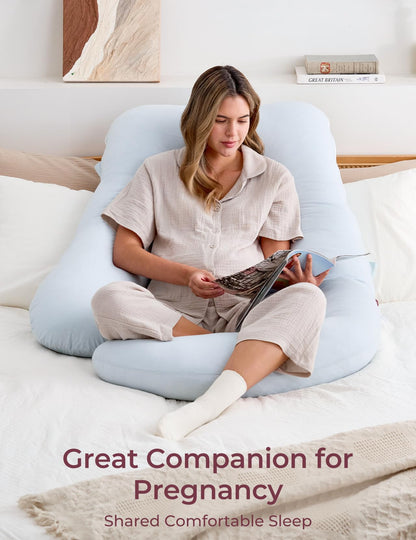 Momcozy Pregnancy Pillows for Sleeping, U Shaped Full Body Maternity Pillow with Removable Cover - Support for Back, Legs, Belly, HIPS for Pregnant Women, 57 Inch Pregnancy Pillow for Women, Grey