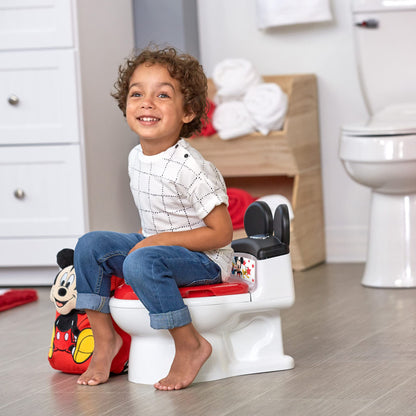 The First Years Disney Minnie Mouse Potty Training Toilet and Toddler Toilet Seat - Toilet Training Potty with Fun Flushing and Cheering Sounds,Pink