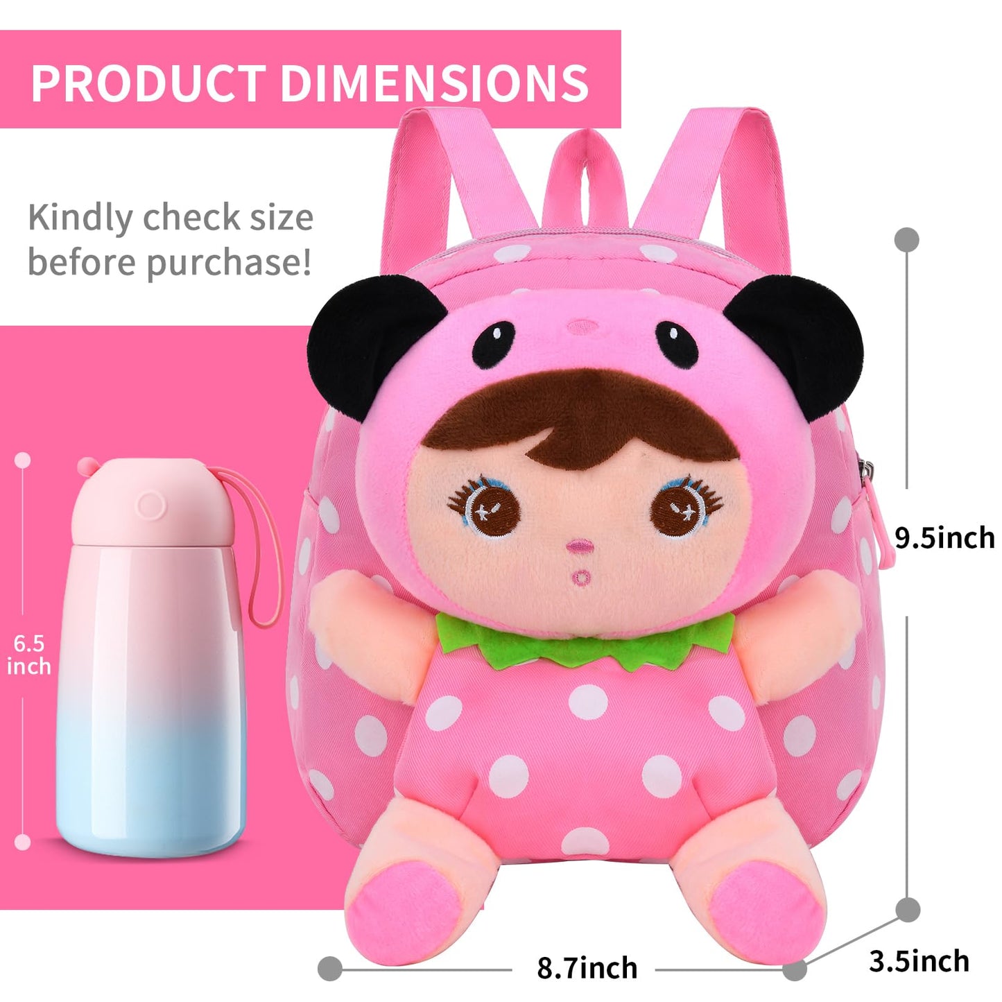 Cute Toddler Backpack Plush Doll Toy Snack Travel Bag Preschool Shoulder Bag Gift for Kid