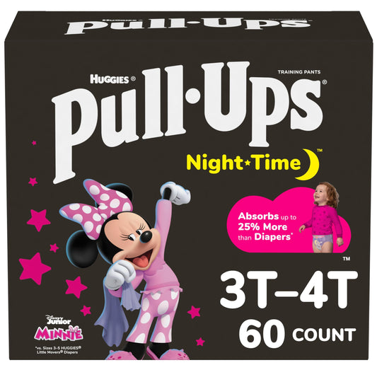 Pull-Ups Girls' Nighttime Potty Training Pants, Training Underwear, 2T-3T (16-34 lbs), 68 Ct, Packaging May Vary