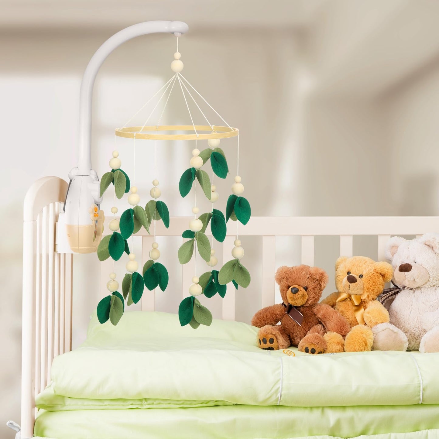 Wenqik Baby Crib Mobile for Nursery Green Leaf Dragon Mobile Crib Forest Green Forest Baby Shower Gift for Boys and Girls(Dragon)