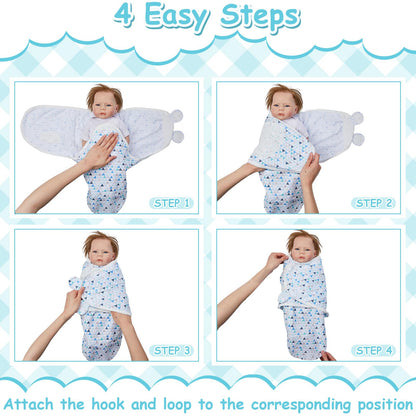 Ramede 6 Pack Baby Swaddle Blanket with Hats Sleep Swaddle for 0-3 Months Newborn Sacks Soft Cotton Wearable for Boy Girl
