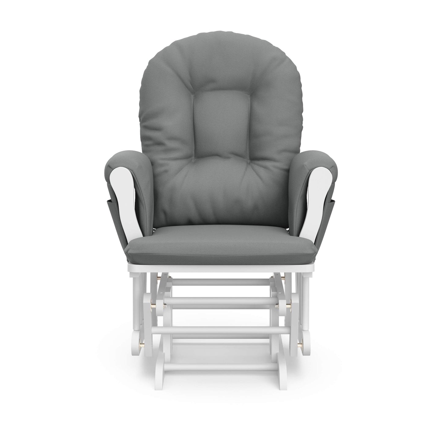 Storkcraft Premium Hoop Glider and Ottoman (Espresso Base, Gray Cushion) – Padded Cushions with Storage Pocket, Smooth Rocking Motion, Easy to Assemble, Solid Hardwood Base