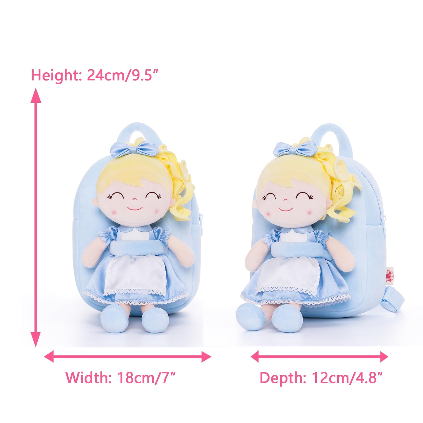 Gloveleya Toddler Backpack Baby Ballerina Girl Gifts Plush Curly Hair Ballet Backpack - Black Blonde 9 inches