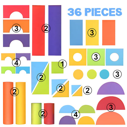 Migargle Large Foam Building Blocks for Toddlers, 36 Pieces Large EVA Soft Stacking Blocks, Baby Bath Foam Toy Set, Early Learning Construction Toys & Gifts for Kids, Boys & Girls