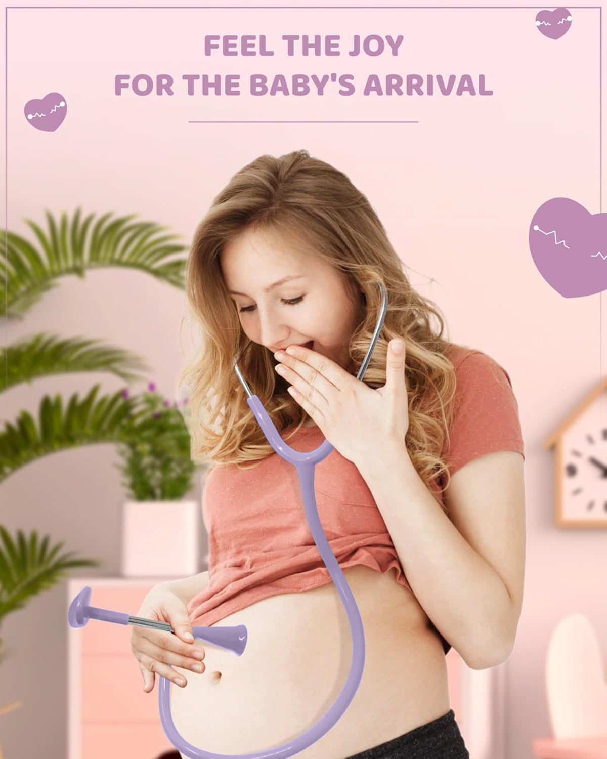 Skywin Fetoscope for Baby Heartbeat Detection - 24 Weeks of Pregnancy Baby Heartbeat Monitor at Home with The Pregnancy Stethoscope and Fetal Monitor Heartbeat (Purple)