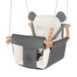 Baby Swing Indoor Outdoor,Secure Canvas Wooden Toddler Swing Seat, 3-Point Adjustable Safety Harness,Mounting Hardware Included,Gift for Boys and Girls,White