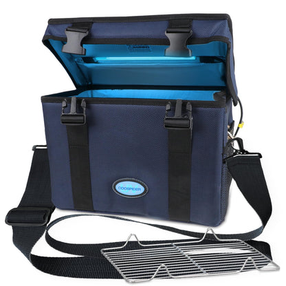 UV Light Sanitizer Box, Portable Foldable Cleaner and Sanitizing Machine with 3-level Timer, UV Cleaner Bag for Toys, Key, Towel, Mask Cleaning Machine USB & Wall Plug-in Charging Blue 12L Ozone-Free