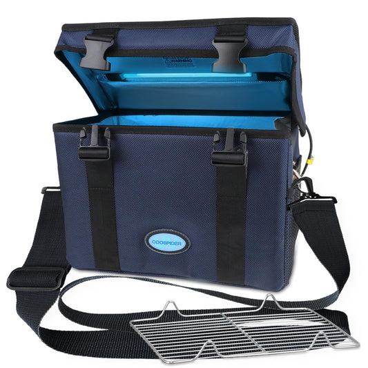 UV Light Sanitizer Box, Portable Foldable Cleaner and Sanitizing Machine with 3-level Timer, UV Cleaner Bag for Toys, Key, Towel, Mask Cleaning Machine USB & Wall Plug-in Charging Blue 12L Ozone-Free